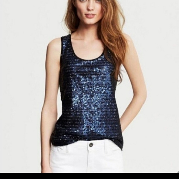J. Crew | Tops | J Crew Dark Navy Blue Sequin Tank Top | Poshmark